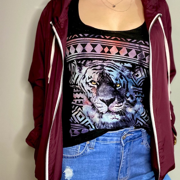 Zumiez Burgundy windbreaker jacket - Picture 1 of 2